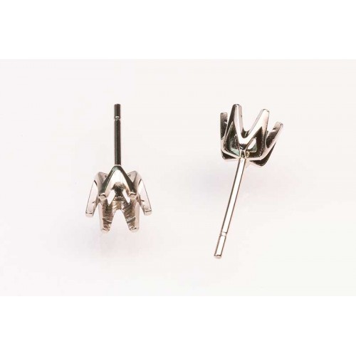 9K White Ear Stud Regal 6 Claw Heavy Weight (pair)