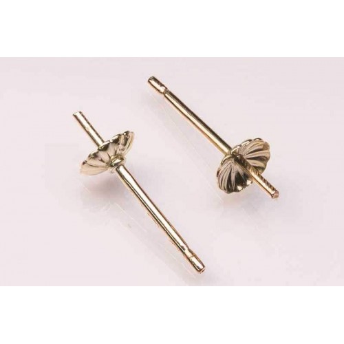 9K Yellow Earwire Pearl Cup & Peg (pair)